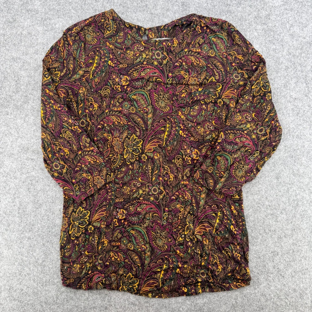 Vintge Paisley Multicolor 3/4 Sleeve Rayon Vintage In Group Ltd Blouse Womens M